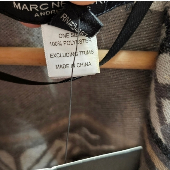 Marc New York Poncho One Size Gray Southwestern Aztec Warm Cozy Western Outdoor - Picture 15 of 15